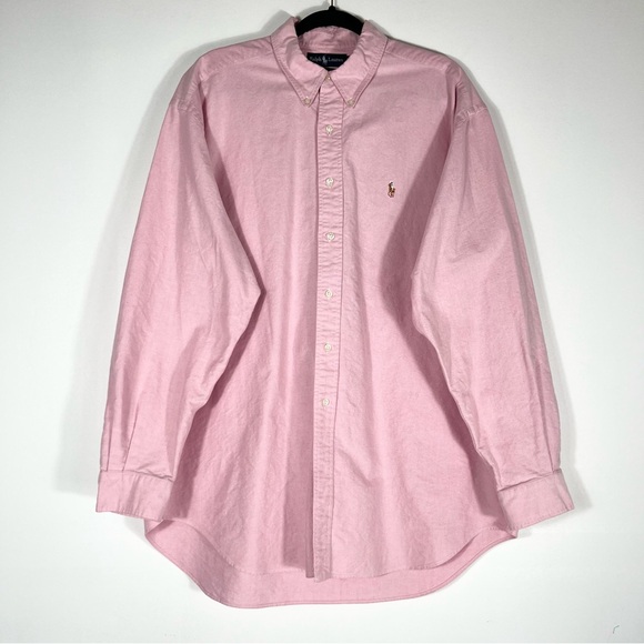 Ralph Lauren Blake Pink Long Sleeve Button Down Pony Shirt Men's XL 100% Cotton - Picture 1 of 8